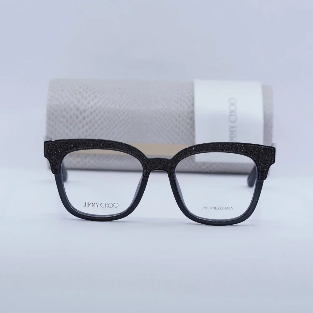 Jimmy Choo JC176 018R 00 Cat Eye Eyeglasses - Dark Gray Glittergy 49mm
